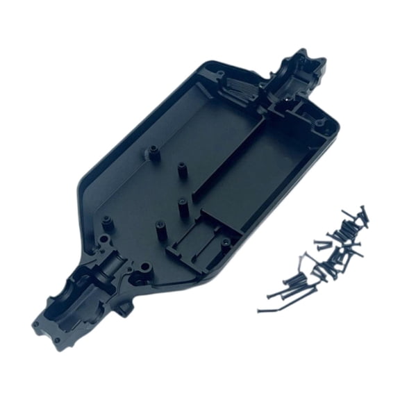 Almencla 1/16 RC Car Chassis CNC Metal Chassis Body Frame Board DIY Accs Spare Parts Replacement for 16101 16102 16106 16201 Car Model Black