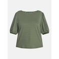 thumbnail image 5 of Terra & Sky Women’s Plus Dropped Shoulder Top with Elbow Length Puff Sleeves, Sizes 0X-5X, 5 of 5