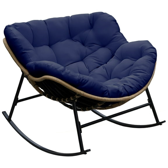 FGYRYK,Large Rocking Chair Cushion Patio Egg Papasan Recliner Chair Pad Replacement,Navy Blue