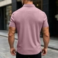 thumbnail image 5 of Men Geometric Embossed Polo Shirt, Cooling Breathable Short Sleeve Lapel Collar 3 Button Business Casual Summer Top Size 3XL Pink, 5 of 7