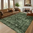 thumbnail image 2 of FairOnly Green 8'x10'Vintage Distressed Floral Area Rug Machine Washable Ultra Thin Low Pile Non-Slip Oriental Rug for Living Room Bedroom Kitchen, 2 of 7
