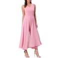 thumbnail image 2 of INSPIRE CHIC Women's Wide Leg Jumpsuits Chiffon V Neck Cocktail Sleeveless Jumpsuit XL Dark Pink, 2 of 6