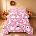 thumbnail image 2 of Homewish Halloween Candy Ghost Full Size Comforter Sets for Girls, Cute Spooky Animal Bedding Comforter Set, Pink White, Pink Reversible, 3-Piece 1 Comforter and 2 Pillowcases, 2 of 6
