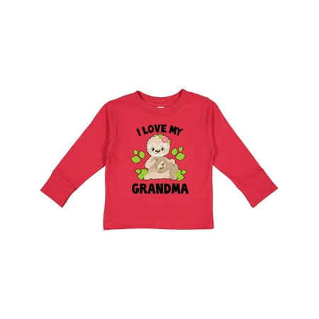 

Inktastic Cute Sloth I Love My Grandma with Leaves Gift Toddler Boy or Toddler Girl Long Sleeve T-Shirt