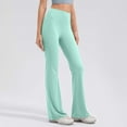 thumbnail image 3 of High Waist Yoga Leggings for Women Fashion Slim Elastic Flared Pants Workout Sport Trousers ,Green,XL, 3 of 4