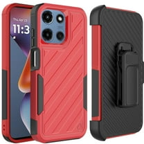 For Motorola Moto G Stylus 5G 2025 Rugged 2in1 Armor Combo Belt Clip Holster, Non-Slip Tough Hybrid lined Shockproof Case Cover, XPM Phone Case [Red]