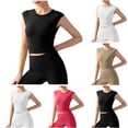 thumbnail image 4 of Xfvqtps Women Spring/Summer Yoga Short Sleeved Fixed Chest Cushion Backless Short Sports T-Shirt Waist Tight Fitness Tank Top Sports Bra White, 4 of 5