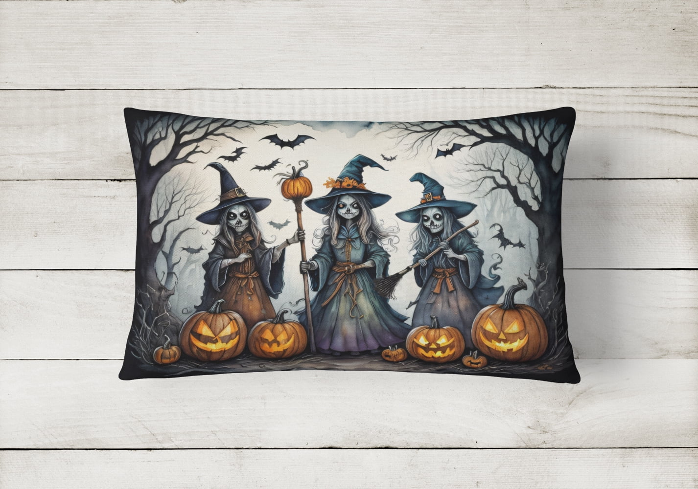 Carolines Treasures DAC2291PW1216 16 x 12 in. Unisex Witches Spooky Halloween Fabric Decorative Pillow
