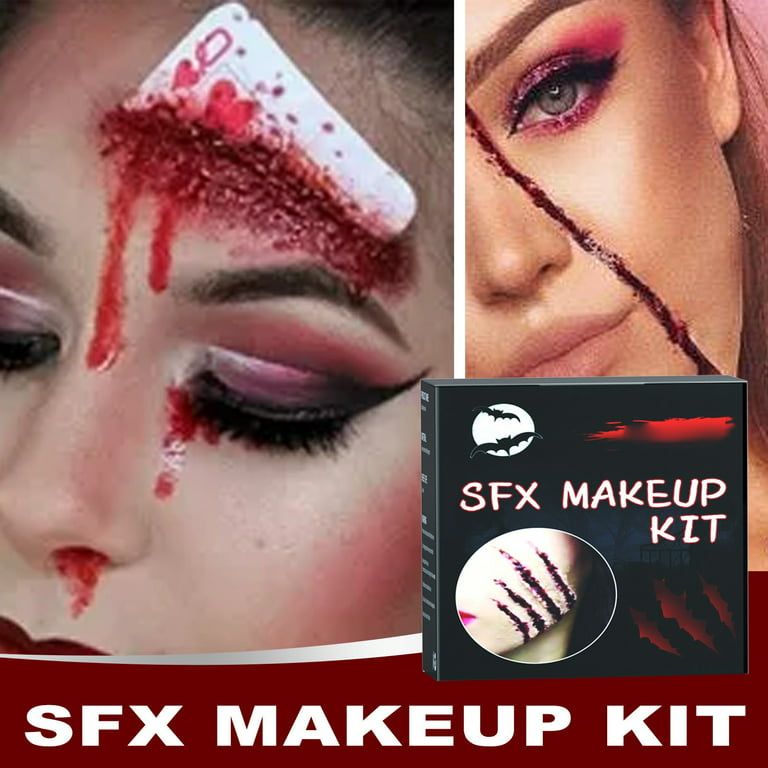 Hgwxx7 Professionals Special Effects Makeup Kit Fake Blood Crusted Coagulated Blood Gel Scary Makeup Wound Sculpting Scar Wax Painted Dress Up Set