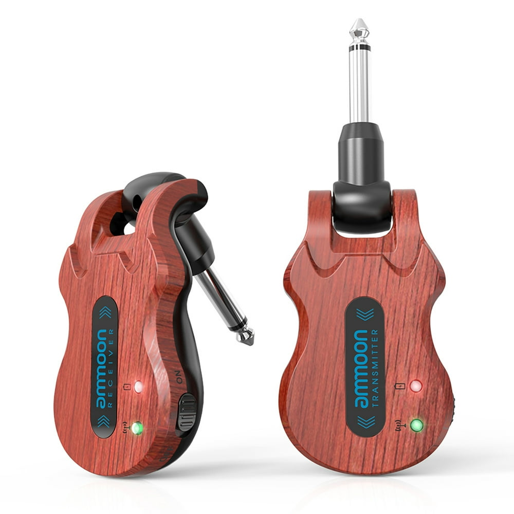 ammoon 5.8G Guitar Wireless System Red Transmitter + Receiver with USB Charging Cable for