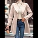 thumbnail image 4 of Abrigo de Invierno de Mezcla de Lana Color Camel para Mujer, Hasta la Rodilla, con Solapa y Muesca, Chaqueta de Abrigo con Botonadura Única Albaricoque M, 4 of 9