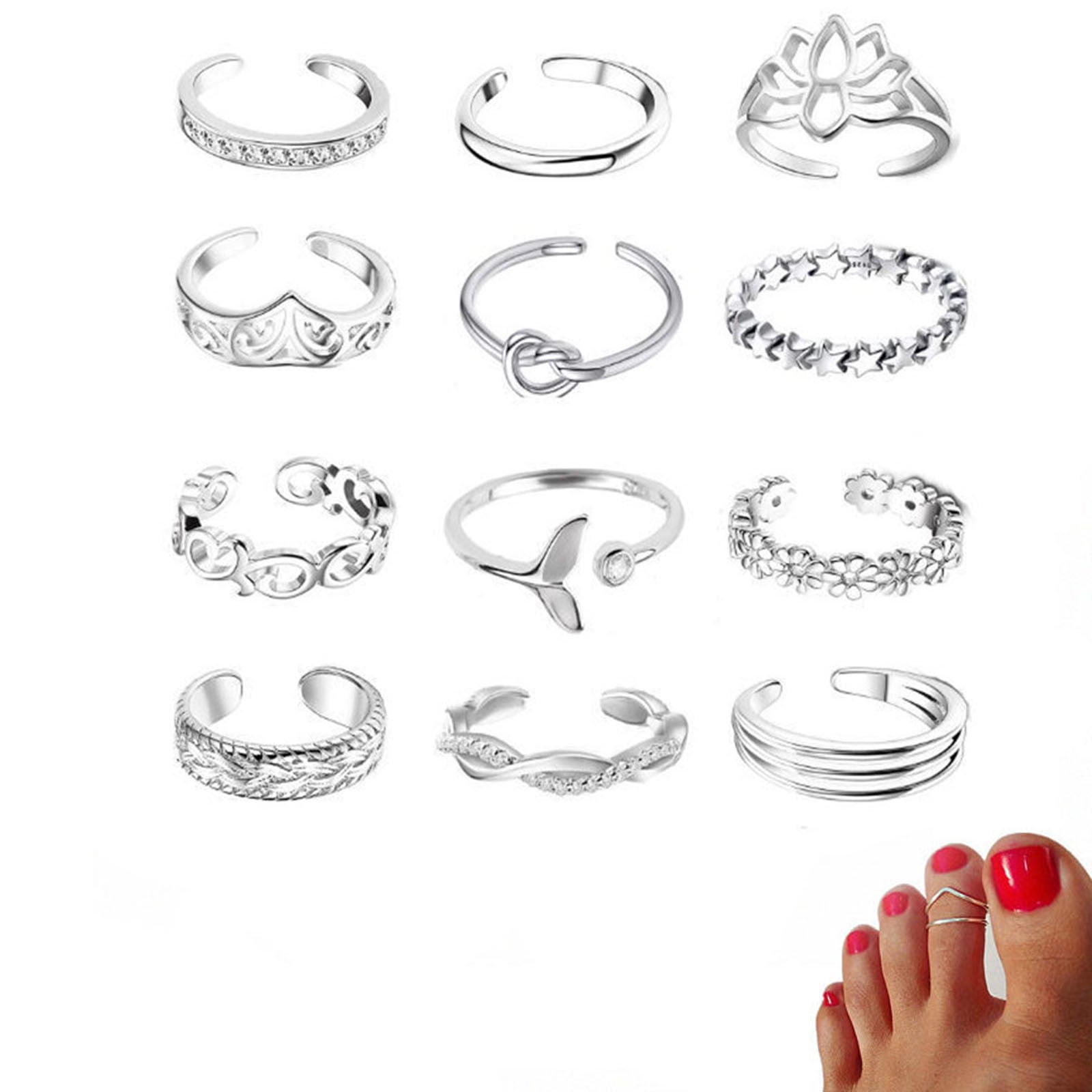 YOZUMD Toe Ring,Women's Fashion Hollow Adjustable Beach Jewelry Open Toe  Ring for Party Gifts 