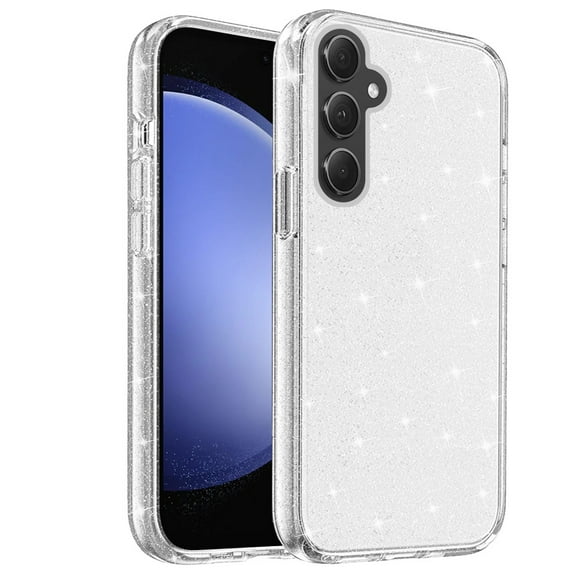 For Samsung Galaxy S23 FE /Fan Edition Transparent Crystal Glitter Shiny Sparkle Bling TPU Rubber Hard PC Back Hybrid Armor Frame Cover ,Xpm Phone Case [ Clear ]