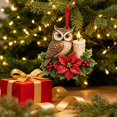 thumbnail image 3 of Christmas Bird Acrylic Ornament 3.9 Inch Poinsettia Candle Hanging Tree Decor Design E, 3 of 8
