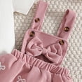thumbnail image 6 of HCNTES Toddler Baby Girl Outfits Short Sleeve Ribbed T-Shirt Bow Overall Dresses Suspender Skirt Set Birthday Girl Outfit, 6 of 6