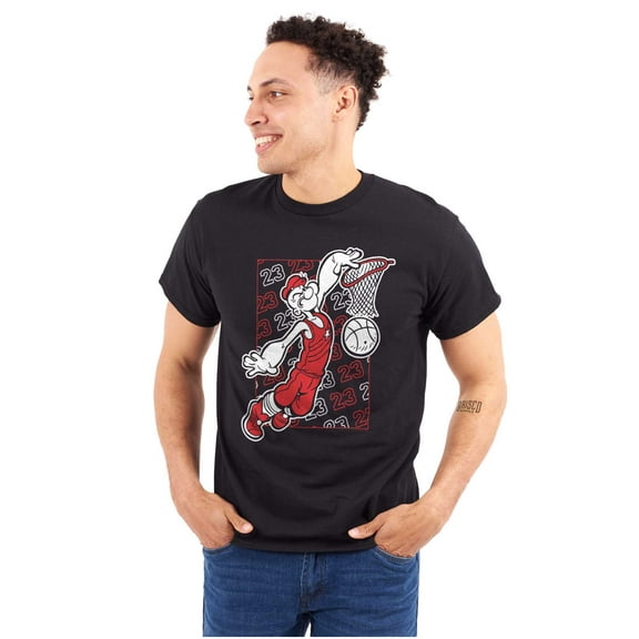 Popeye Basketball Dunk Cartoon Men's Graphic T Shirt Tees Brisco Brands S