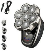 Bawldy Pro Head Shaver 6/9 Heads, Bawldy 9.0 Ultra 9D Floating Magnetic Blade Heads, IPX7 Waterproof Wet Dry Shaving, 6-in-1 Detachable Head, Intelligent LED Display