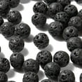 thumbnail image 4 of 100 Pcs 8mm Natural Lava Rock Beads Black Rock Gemstone Beads Undyed Loose Round Beads, 4 of 7