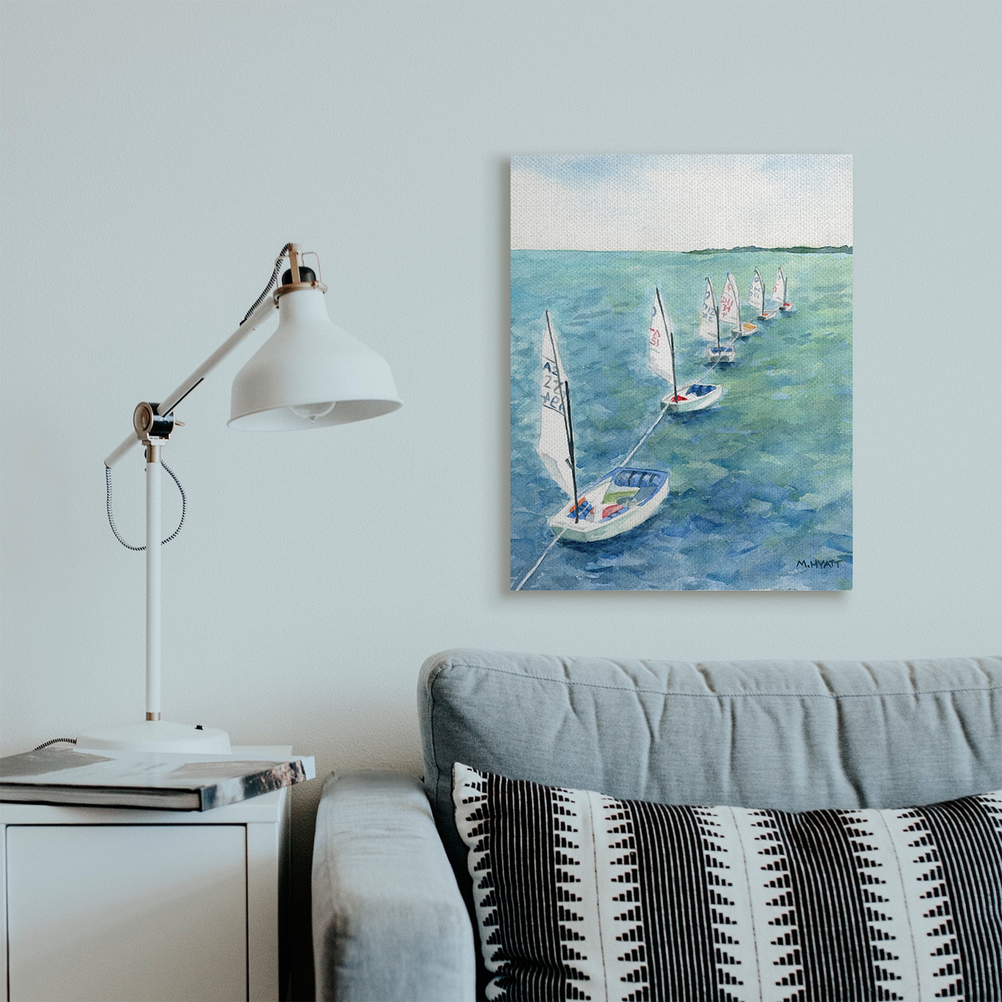 Stupell Industries Sail Boats Floating in a Row Coastal Landscape Canvas Wall Art, 24 x 30, Design by Melissa Hyatt LLC