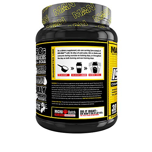 Man Sports ISO-EAA - Advanced Electrolyte Hydration, BCAA, and EAA - Branched Chain Amino Acids and Essential Amino Acids - Prevent Muscle Soreness - 690 Grams, 30 Servings - Apple Juice - image 3 of 3