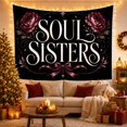 thumbnail image 3 of Soul Sisters Message With Roses and Black Bow, Nostalgic Gothic Style for Women, Friendship Wall Decor, Friendship Gift, Tapestry Wall Hanging for Bedroom and Dorm, 3 of 6