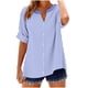 thumbnail image 1 of Camisetas Casuales de Manga Corta con Cuello en V Impreso Botón de Verano Suelto Y de Moda, 1 of 5