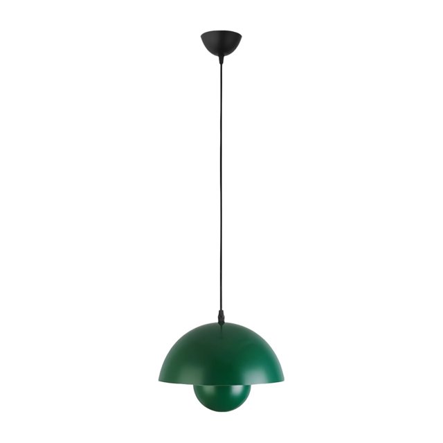 Ilios Innova | Lámpara Colgante Redonda Verde Estilo Panton para Sala o Comedor. Moderna de Techo con Luz LED Cálida, Altura Ajustable y Aluminio Resistente.