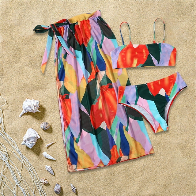 Conjuntos de bikini para mujer con estampado floral, parte de bikini de traje de baño transpirable, traje de baño de bikini halter para playa M