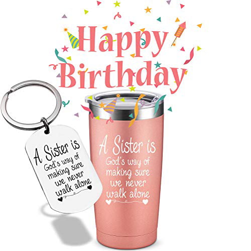 Best Friend Soul Sister Sisters Gift from Sister Best Sister Ever 20 Ounce Rose Gold Stainless Steel Insulated Tumbler with Lid & Straw Christmas Birthday Gift for Sister Little Sister 