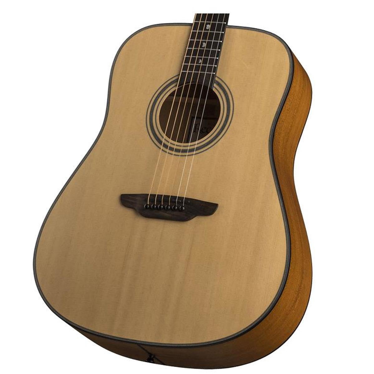Luna Art Recorder All Solid Wood Dreadnought 6-String Guitar, 21 Frets, 'C' Shape Neck, Rosewood Fretboard, Satin Natural