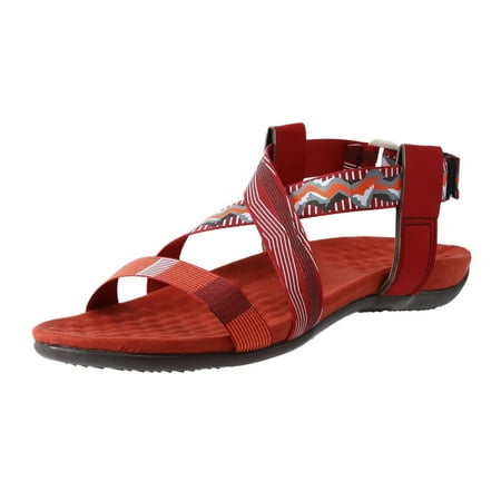 

Mortilo Womens Shoes Summer Sandals Roman Style Casual Sandals Round Toe Mesh Belt Hook Loop Sandals PU slipper for Women Red