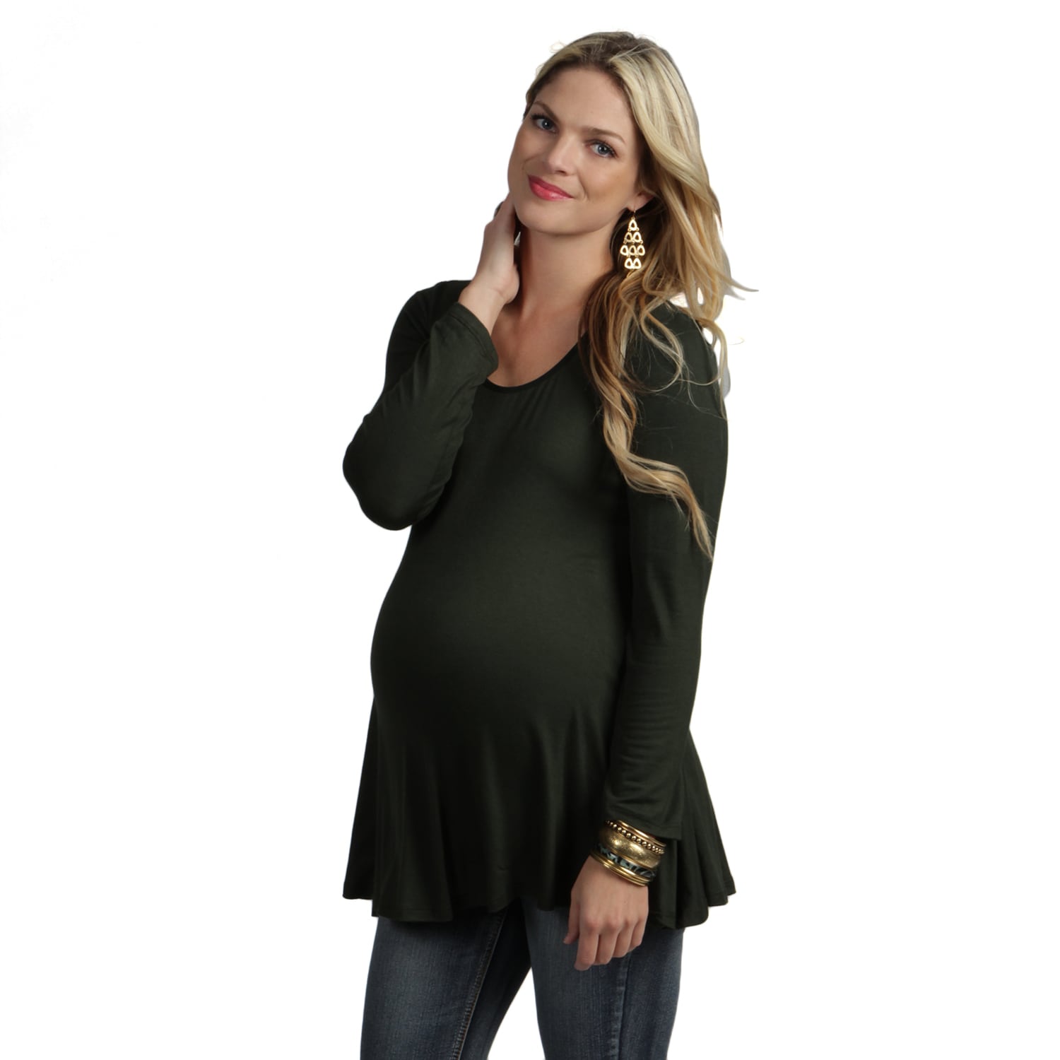 Women's Long-sleeve Scoop Neck Maternity Tunic Top