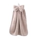 thumbnail image 2 of Hand Towel | Bow-Knot Hangable Fleece | Soft Absorbent Polyester | Quick Dry | Multi-Use Kitchen Bathroom Towel | No Shedding | Brown Gray Beige | 33cm x 33cm | 1 Pack, 2 of 6