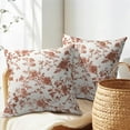 thumbnail image 5 of Burnt Orange Floral Pillow Covers 20x20 Inch Set of 2 Orange and Cream Chinoiserie Flower Outdoor Decorative Throw Pillows Vintage Rustic Toile Pillowcases Cushion Covers for Couch Home Decor, 5 of 6