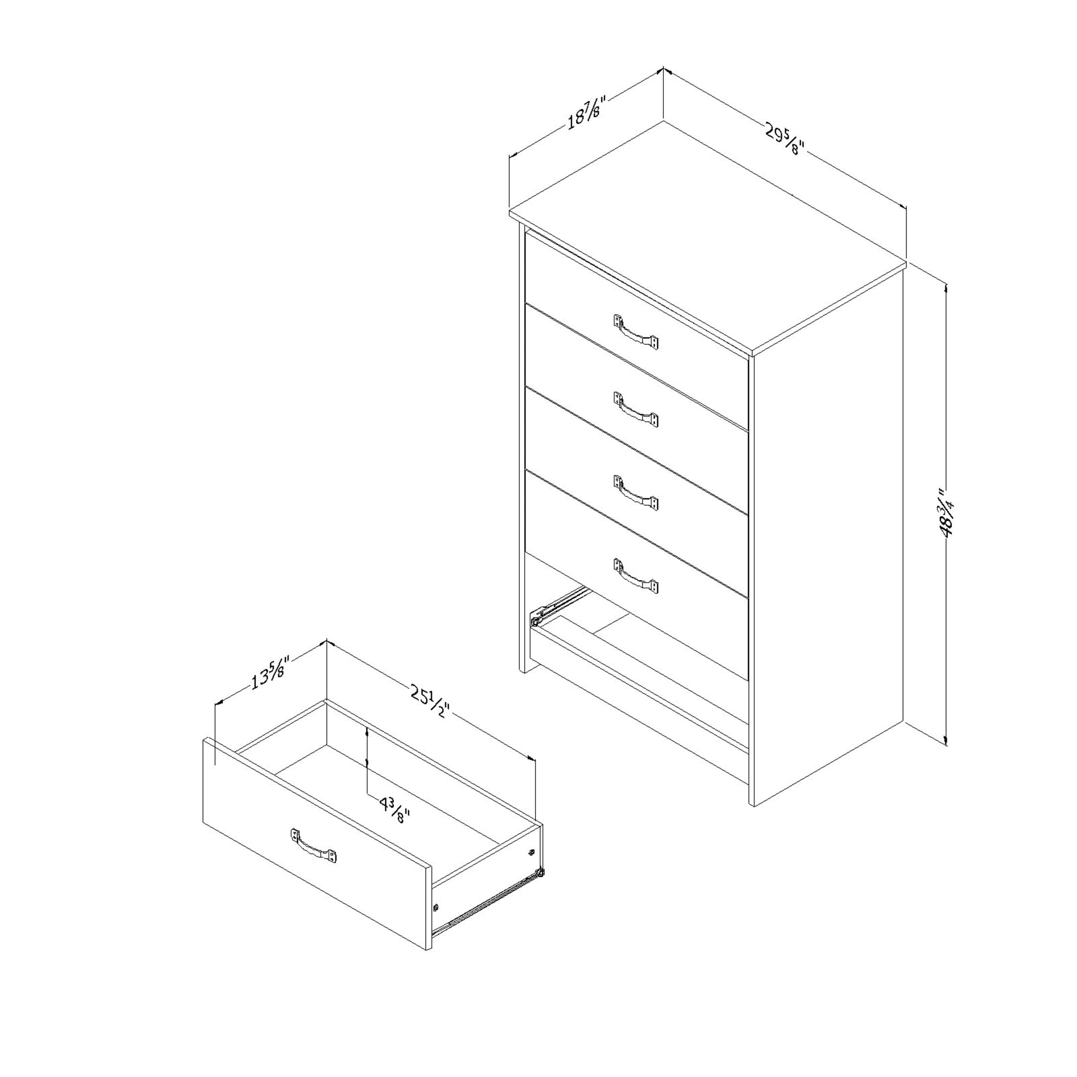 South Shore Tassio, Farmhouse Chest,  Gray