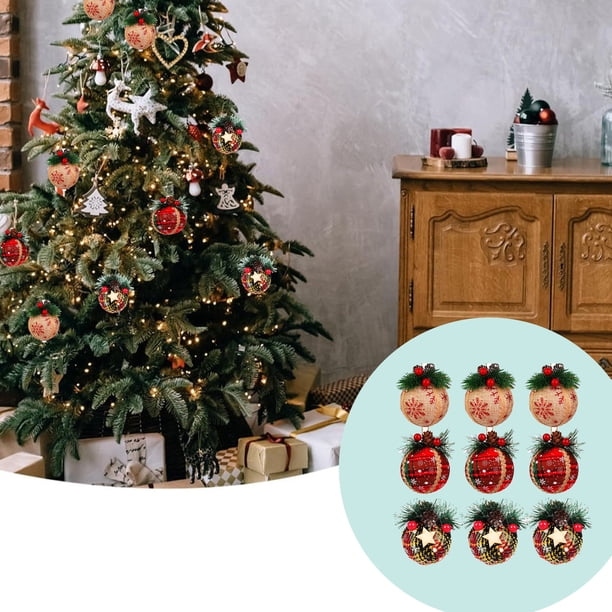 Christmas Cloth Bag Red Plaid 8cm Christmas Tree Hanging Decorations Christmas Foam Decorative Hangings.