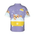 thumbnail image 3 of Easygdp Corgi Washing in Bathtub Men's Hawaiian Shirts Print Lapel Short Sleeve for Beach, vacation, party, casual occasions - XX-Large, 3 of 9