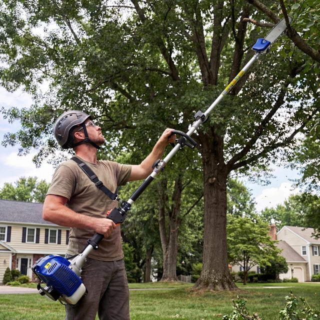 Gas-Powered 43cc 2-Stroke Pole Saw for Tree Trimming – 12-Inch Cutting Bar, 9.5-Foot Extendable Shaft