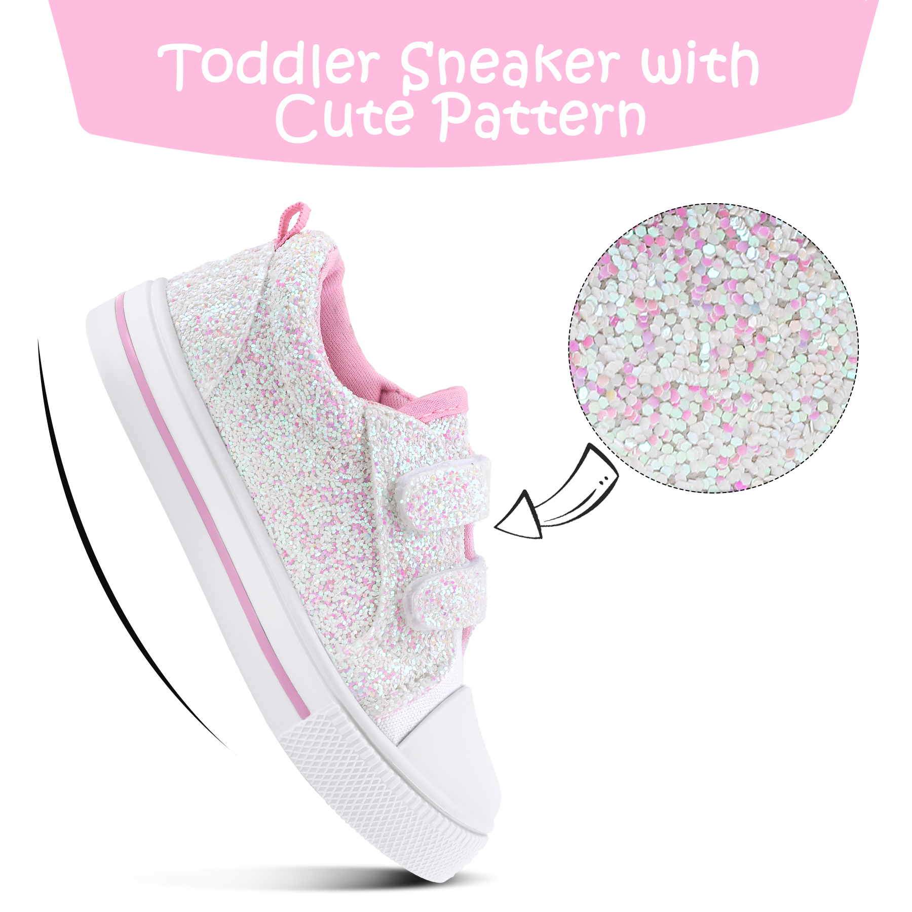 Bocca Kid's Walking Sneakers, Pink & White Canvas photo 2
