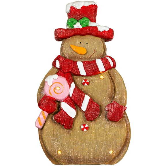 Northlight LED Lighted Gingerbread Snowman with Lollipop Christmas Figure - 15.5"