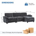 thumbnail image 2 of Capri 122" Oversized Sectional Couch, L Shaped Cloud Couch, Convertible Sofa Set for Living Room, Chenille, Black, 2 of 9