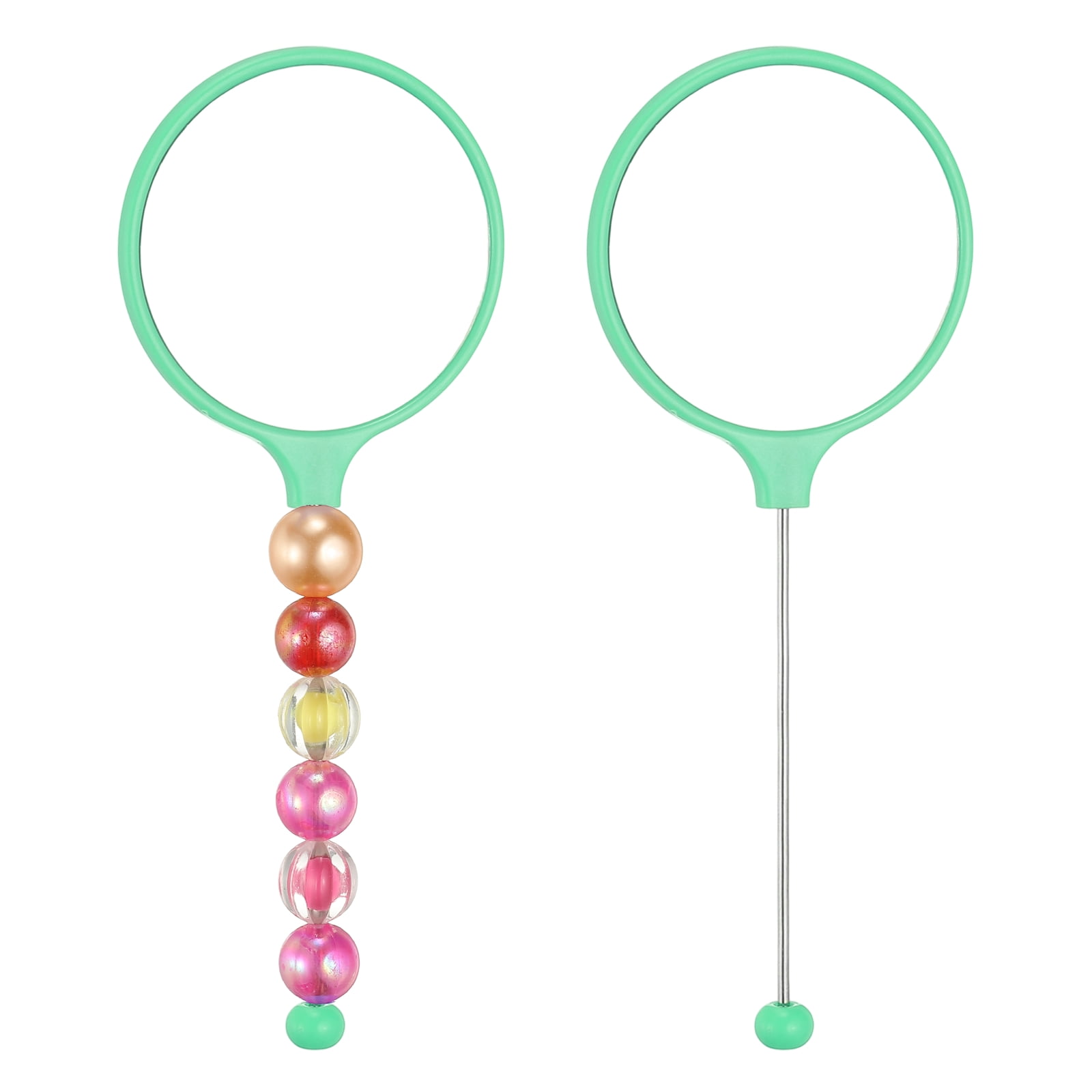 Uxcell 2 Pack Beadable Mirrors with Handle, 5.7 Inch Long Bead Mirror Bars Removable, Portable Round Hand Mirrors for DIY Jewelry Making and Beaded Crafts (Ash Green)