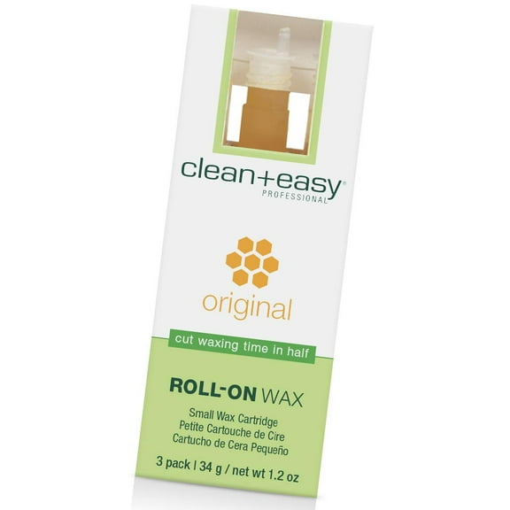 Clean   Easy Original Roll On Wax – Small Wax Refill Cartridges for Hair Removal, Fast & Easy Roll On Applicator for Face, Brows & Delicate Areas, 3 Pack