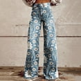 thumbnail image 1 of Ladies' Printed Fashionable Casual Button Pocket Wide Leg Pants, 1 of 3