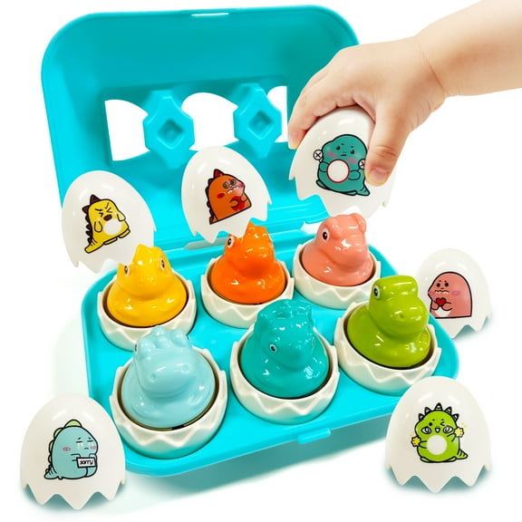 Matching Easter Eggs for Toddlers Age 1-3, Montessori Early Educational Shape Sorting Learning Toys for kids, Birthday Xmas Gifts Egg , Dinosaur
