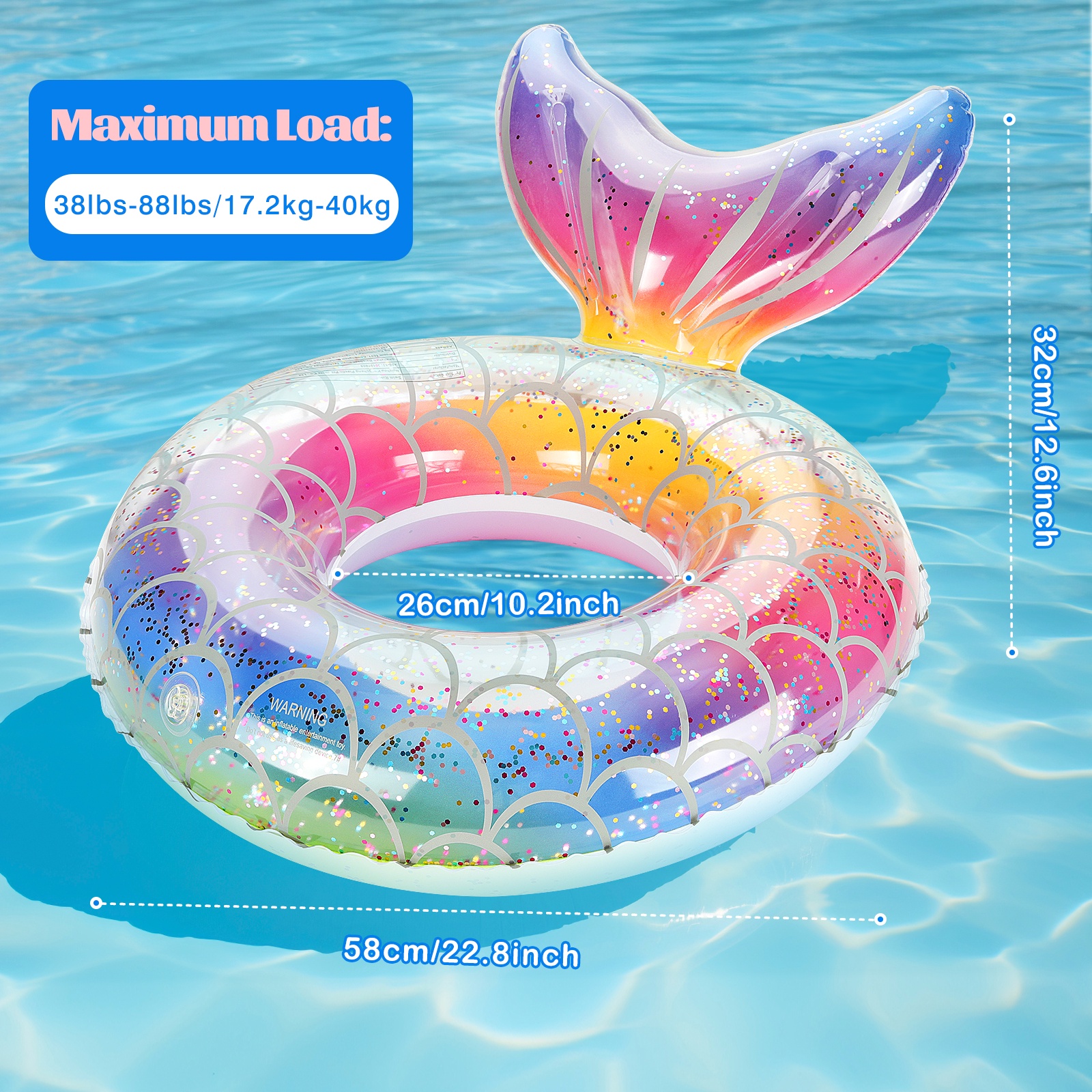 MoKo Mermaid Pool Float Ring, Rainbow photo 2