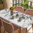 thumbnail image 3 of Grey Eucalyptus Table Cloths for 4 Foot Rectangle Tables, Watercolor Spring Weeping Botanical Patio Waterproof Elastic Fitted Tablecloths, Washable Rectangular Table Cover for Camping, 3 of 8
