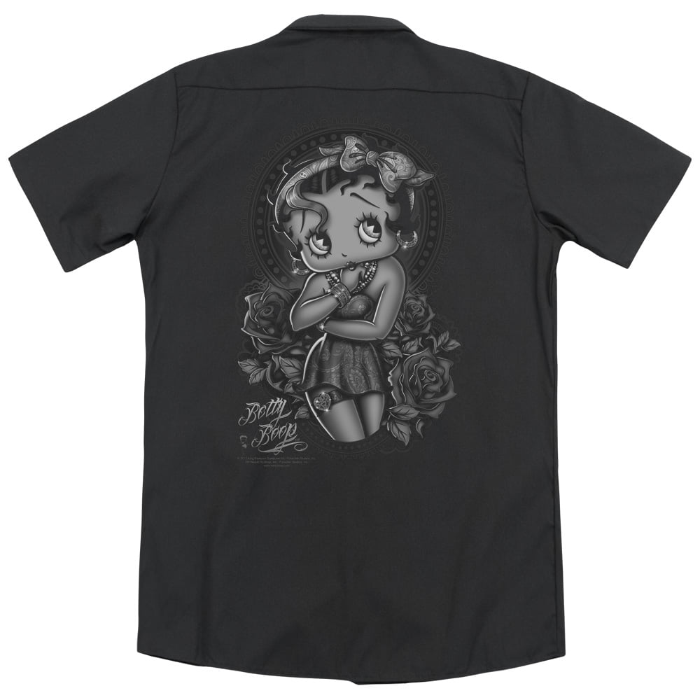 Betty Boop Fashion Roses Adult Work Shirt 