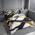 thumbnail image 2 of meiyoeat Black Gold Graffiti 7-Piece King Bedding For Kids,Modern Abstract Geometric King Bed in a Bag For Adults,Black Reversible, 2 of 7