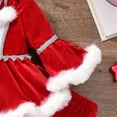 thumbnail image 6 of shqvo Toddler Christmas Outfit Girl Bell Bottoms Velvet Long Sleeve Ruffle Top Flare Pants with Headband 3Pcs Girls Christmas Clothes, 6 of 7